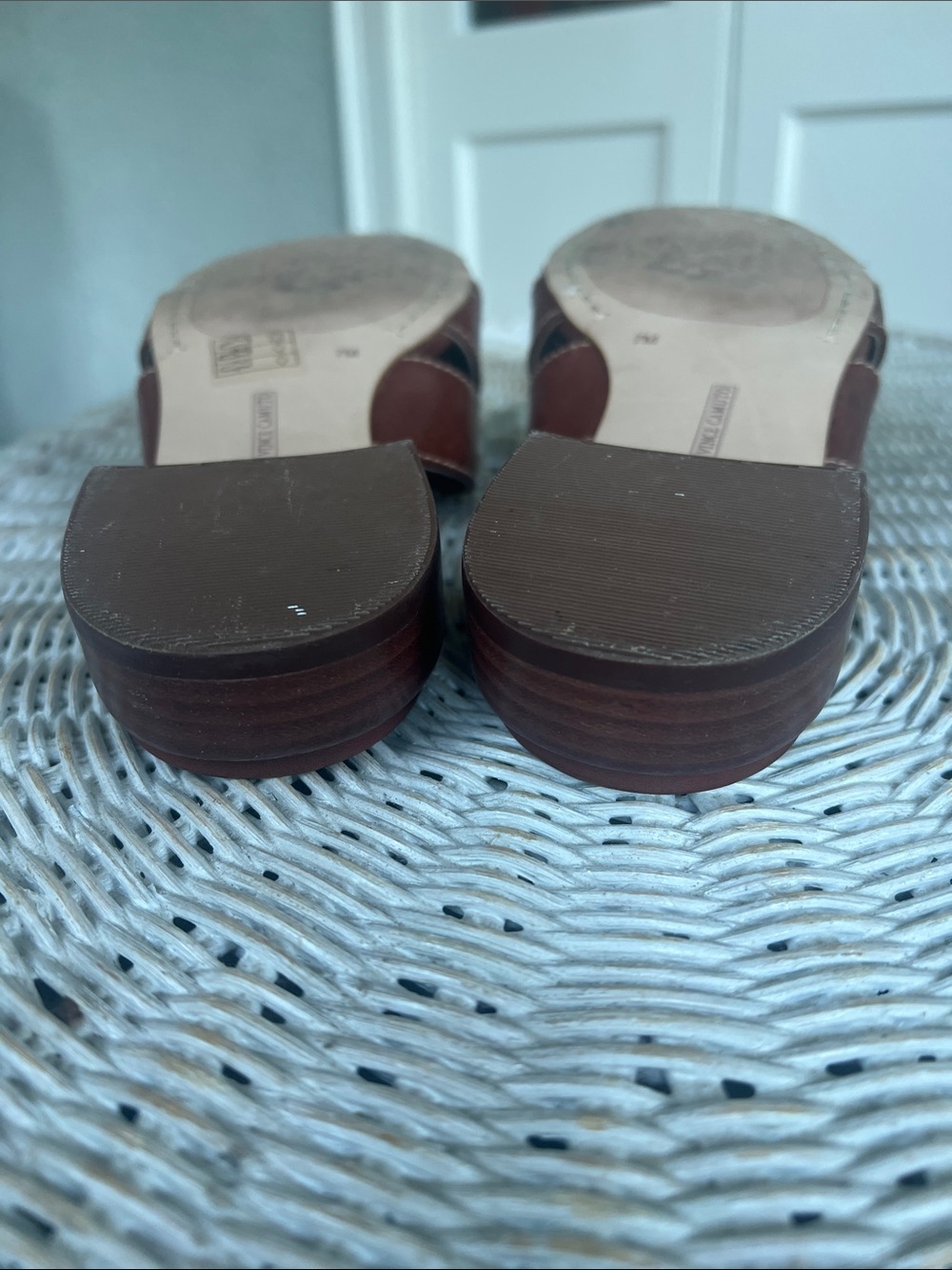 Vince Camuto Brown Leather Crossover Slide Mules - Picture 5 of 7